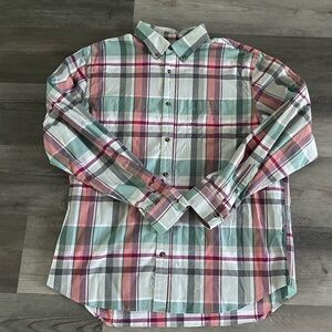 Old Navy Men's Plaid Button Down Shirt - Red, Green, White